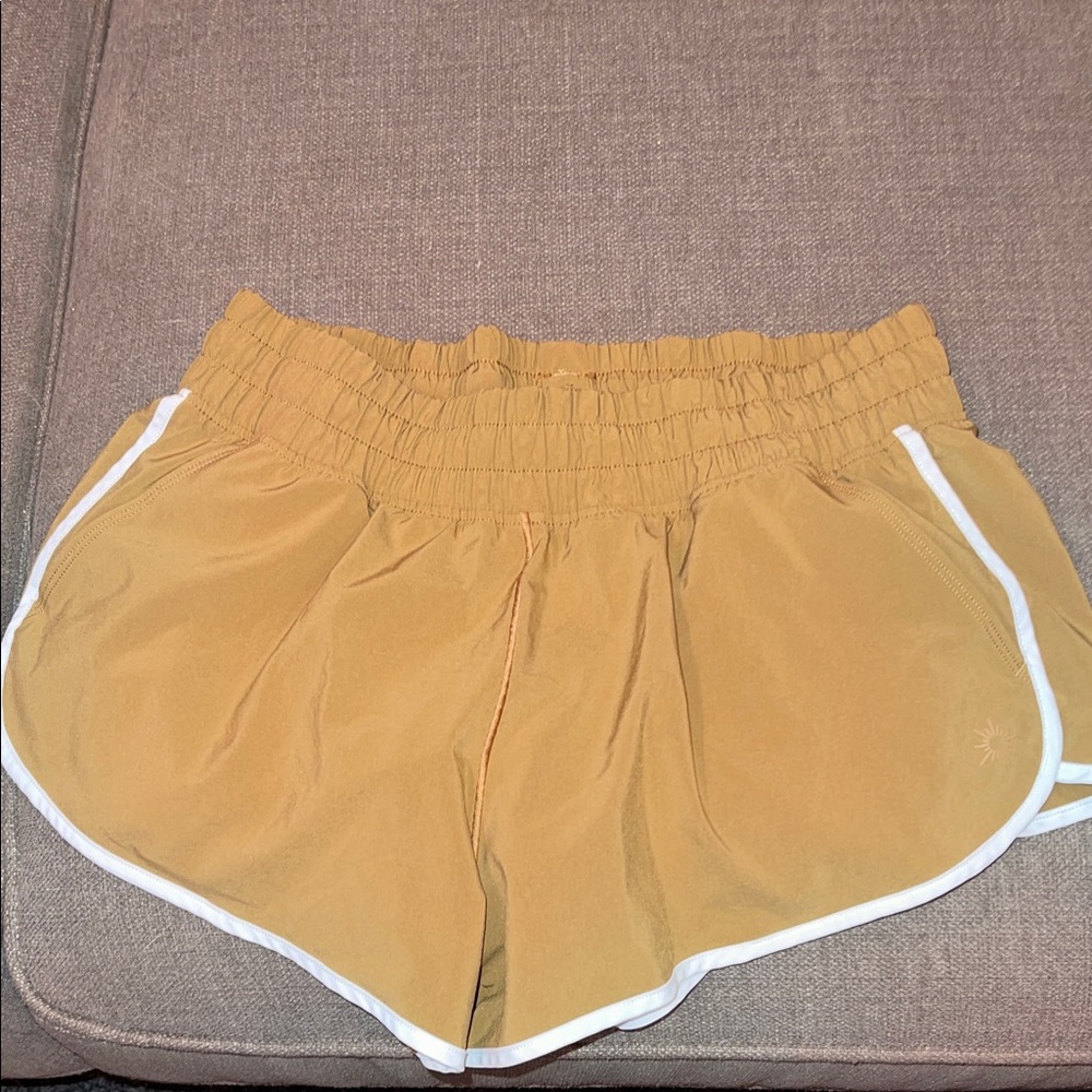 Aerie Tan Athletic Shorts with White Trim